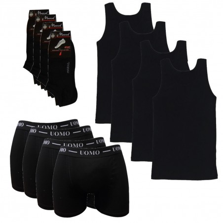 FBSB MYFLEX ΠΑΚΕΤΟ 4 ΤΕΜΑΧΙΩΝ ΑΝΔΡΙΚΕΣ ΦΑΝΕΛΕΣ ΤΙΡΑΝΤΑ ΜΠΟΞΕΡ ΚΑΙ ΚΑΛΤΣΕΣ ΣΟΣΟΝΙ (BLACK)