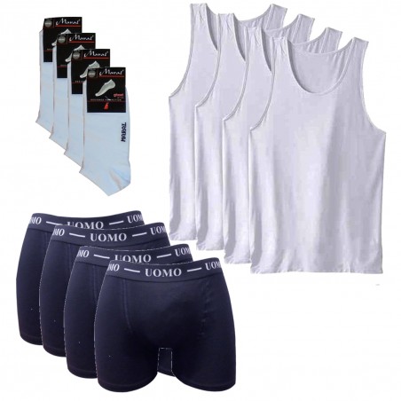 FBSWN YCE MYFLEX ΠΑΚΕΤΟ 4 ΤΕΜΑΧΙΩΝ ΑΝΔΡΙΚΕΣ ΦΑΝΕΛΕΣ ΤΙΡΑΝΤΑ ΜΠΟΞΕΡ ΚΑΙ ΚΑΛΤΣΕΣ ΣΟΣΟΝΙ (NAVY BLUE)