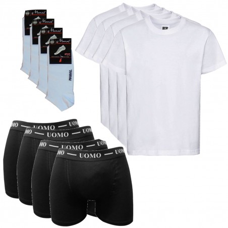 445W MYFLEX ΠΑΚΕΤΟ 4 ΤΕΜΑΧΙΩΝ ΑΝΔΡΙΚΗ ΦΑΝΕΛΑ ΚΟΝΤΟ ΜΑΝΙΚΙ ΜΠΟΞΕΡ ΚΑΙ ΚΑΛΤΣΑ ΣΟΣΟΝΙ (WHITE)