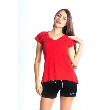 86402-74 PACO&CO ΓΥΝΑΙΚΕΙΑ ΜΠΛΟΥΖΑ ΚΟΝΤΟΜΑΝΙΚΗ ΜΕ V ΛΑΙΜΟ (RED)