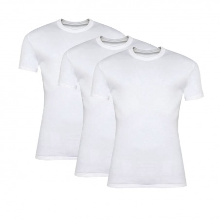 37900-01 Ανδρικές Φανέλες Κοντό Μανίκι Λαιμόκοψη Plus Size 3 Τεμάχια Μαζί (WHITE)