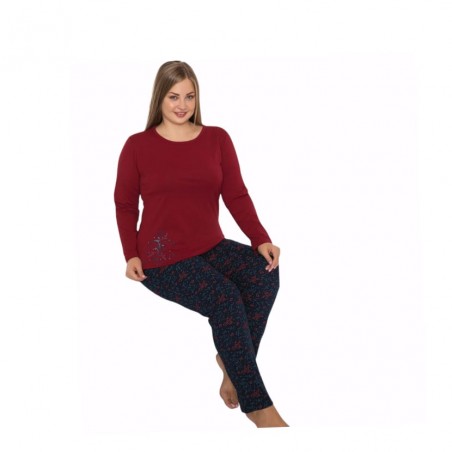 15151-04 ΓΥΝΑΙΚΕΙΑ ΠΥΤΖΑΜΑ BIG SIZE VIOLET SECRET (BORDEAUX)