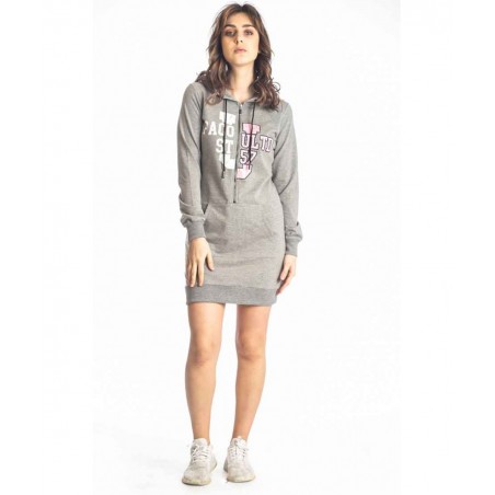 218245 PACO&CO Γυναικείο Φόρεμα Με Κουκούλα (GREY)
