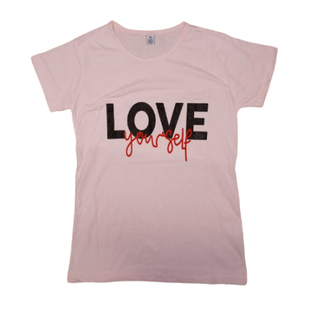CM01-05 JOIN Γυναικείο Μπλούζακι T-Shirt Βαμβακερό Love (PINK)