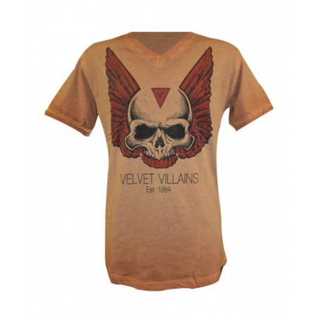 VELVET VILLAINS ΑΝΔΡΙΚΟ T-SHIRT ΠΕΤΡΟΠΛΥΜΕΝΟ SKULL WINGS (ORANGE)