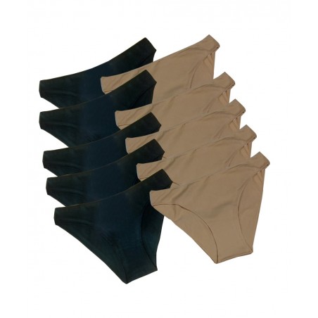 36637 SET 10 ΤΕΜ. ΓΥΝΑΙΚΕΙΑ SLIP MULTI COLOR (BLACK-BEIGE)