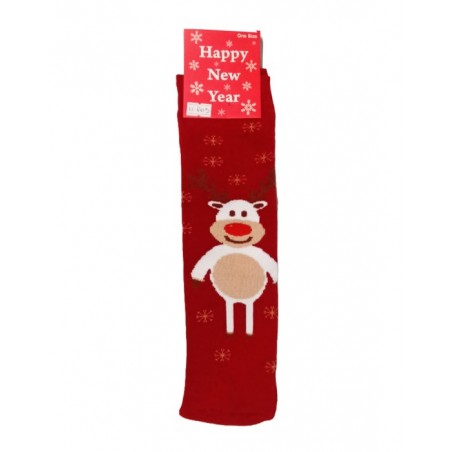HAPPY NEW YEAR Unisex Χριστουγεννιάτικες κάλτσες Ταρανδάκι (WHITE-BORDEAUX)