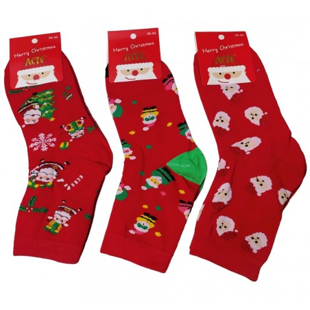 ΛCTE ΣΕΤ ΓΥΝΑΙΚΕΙΕΣ ΧΡΙΣΤΟΥΓΕΝΙΑΤΙΚΕΣ ΚΑΛΤΣΕΣ ΜΕ ΣΧΕΔΙΑ 3 ΖΕΥΓΗ (RED-RED)