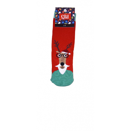 JOIN Παιδική Χριστουγεννιάτικη Κάλτσα Με Σχέδιο Τάρανδο (RED-GREEN)