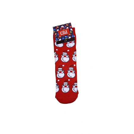 JOIN Παιδική Χριστουγεννιάτικη Κάλτσα Με Σχέδιο Φατσούλες  Άγιο Βασίλη (RED)