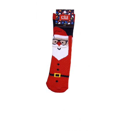 JOIN Παιδική Χριστουγεννιάτικη Κάλτσα Με Σχέδιο Άγιο Βασίλη Με Γυαλιά (BLACK-RED)
