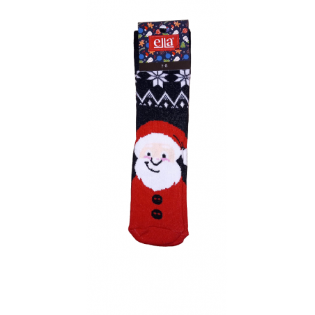 JOIN Παιδική Χριστουγεννιάτικη Κάλτσα Με Σχέδιο Άγιο Βασίλη (BLACK-RED)
