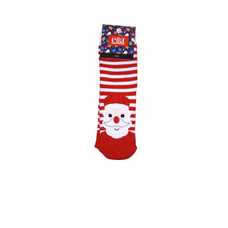 JOIN Παιδική Χριστουγεννιάτικη Κάλτσα Με Σχέδιο Άγιο Βασίλη Ριγέ (RED-WHITE)