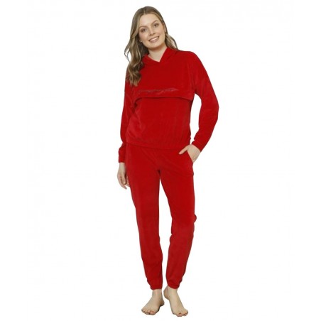 SNC ΓΥΝΑΙΚΕΙΑ ΧΡΙΣΤΟΥΓΕΝΝΙΑΤΙΚΗ ΒΕΛΟΥΤΕ ΠΥΤΖΑΜΑ ΜΕ ΚΟΥΚΟΥΛΑ ΚΑΙ ΤΣΕΠΗ (RED)