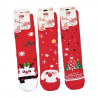 JOIN Γυναικείες Χριστουγεννιάτικες Κάλτσες 3 Ζεύγη Μαζί Με Σχέδιο Άγιο Βασιλή-Αρκουδάκι-Δεντράκι (RED)