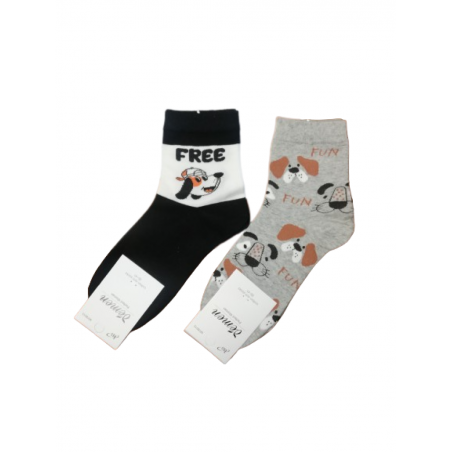 JOIN ΚΑΛΤΣΕΣ ΗΜΙΚΟΝΤΕΣ "PUPPY" 2PACK (BLACK/GREY)