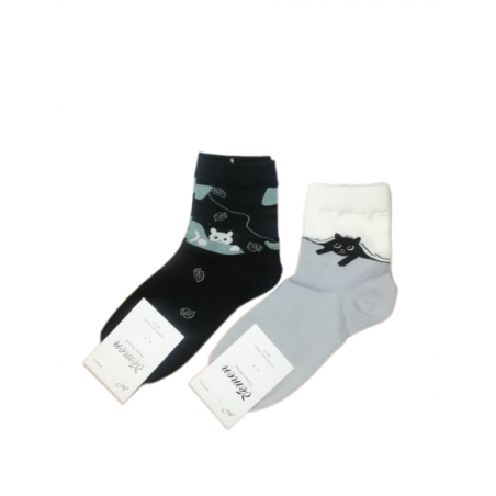 JOIN ΚΑΛΤΣΕΣ ΗΜΙΚΟΝΤΕΣ "CAT LADY" 2PACK (BLACK/RAF)
