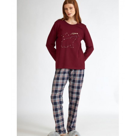 HARMONY ΓΥΝΑΙΚΕΙΑ ΠΥΖΑΜΑ ΜΕ ΣΤΑΜΠΑ ΠΟΛΙΚΗ ΑΡΚΟΥΔΑ (BORDEAUX)