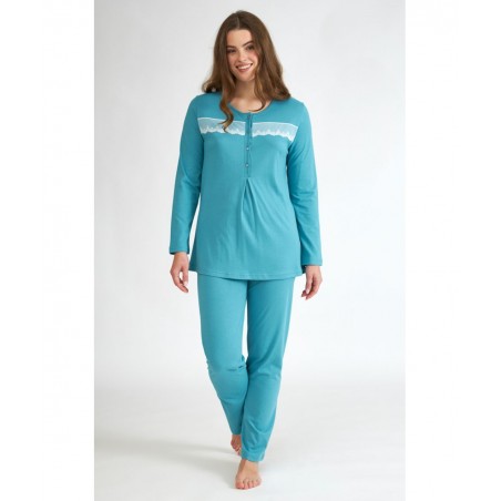 HARMONY ΓΥΝΑΙΚΕΙΑ ΠΥΖΑΜΑ ΓΑΛΑΖΙΑ ΜΕ ΔΑΝΤΕΛΑ (LIGNT BLUE)