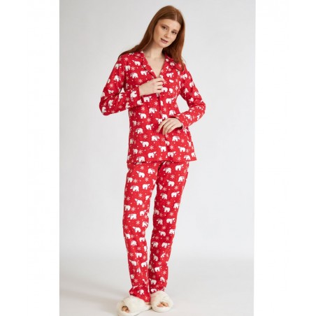 HARMONY ΓΥΝΑΙΚΕΙΑ ΠΥΖΑΜΑ ΜΕ ΠΟΛΙΚΗ ΑΡΚΟΥΔΑ (RED)