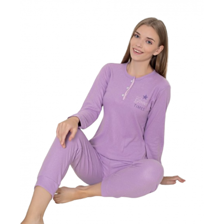 FAWN ΓΥΝΑΙΚΕΙΑ ΠΥΤΖΑΜΑ RIBBED "GOOD TIMES"(LILAC)