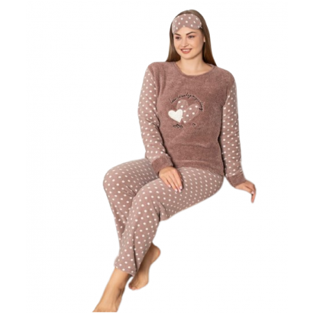 FAWN ΓΥΝΑΙΚΕΙΑ ΠΥΤΖΑΜΑ ΦΛΙΣ BIG SIZE (BROWN)