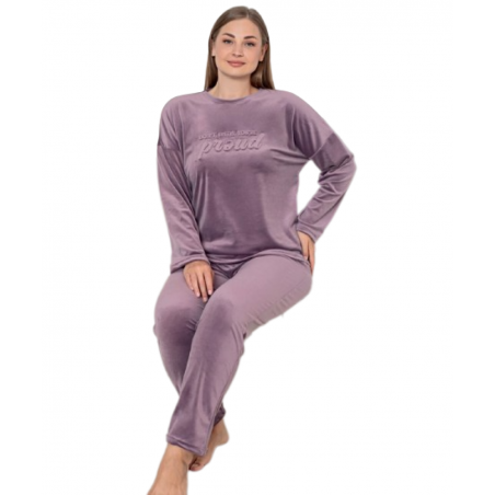 MIRANO ΓΥΝΑΙΚΕΙΑ ΠΥΤΖΑΜΑ VELVET BIG SIZE (PURPLE)