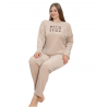 MIRANO ΓΥΝΑΙΚΕΙΑ ΠΥΤΖΑΜΑ VELVET BIG SIZE (BEIGE)