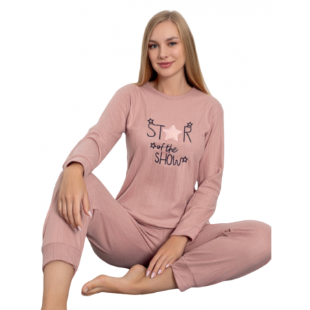 FAWN ΓΥΝΑΙΚΕΙΑ ΠΥΤΖΑΜΑ RIBBED "STAR OF THE SHOW"(PUCE)