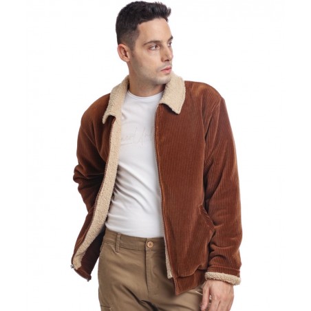 PACO&CO ΑΝΔΡΙΚΟ ΤΖΑΚΕΤ ΒΕΛΟΥΤΕ ΜΕ ΓΟΥΝΑ (BROWN)