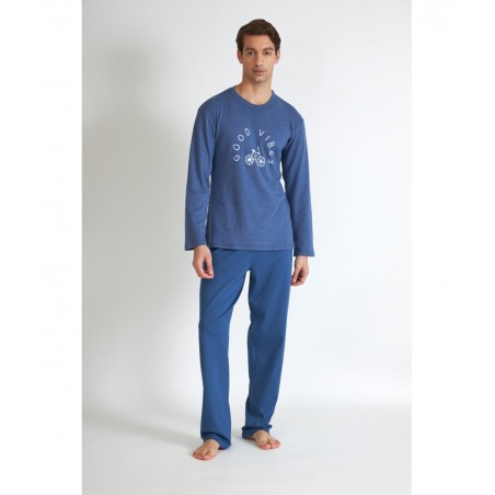 HARMONY ΑΝΔΡΙΚΗ ΠΥΤΖΑΜΑ "GOOD VIBES" (BLUE)