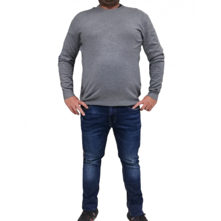 672-50 JOIN ΑΝΔΡΙΚΟ ΠΟΥΛΟΒΕΡ ΛΕΠΤΟ BIG SIZE ΕΛΑΣΤΙΚΟ (GREY)