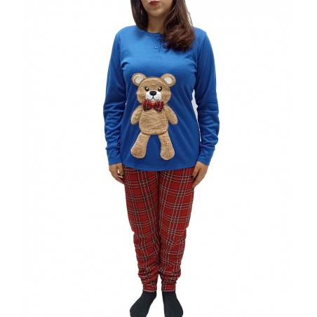 5762-19 JOIN ΓΥΝΑΙΚΕΙΑ ΠΥΖΑΜΑ ΑΡΚΟΥΔΑΚΙ ΑΝΑΓΛΥΦΟ ΓΟΥΝΑ (BLUE)