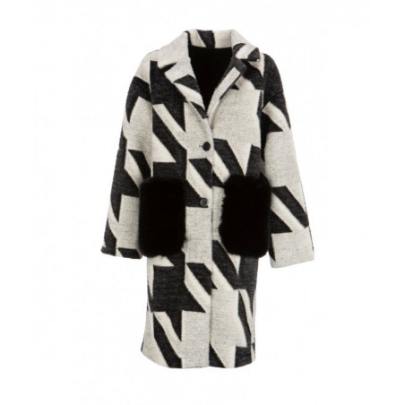 AMU-CP128 ALEX MAX ΓΥΝΑΙΚΕΙΟ ΄ΠΑΛΤΟ ΔΙΠΛΗΣ ΟΨΗΣ (BLACK-WHITE)