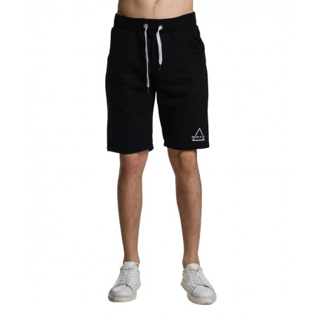 PACO&CO ΑΝΔΡΙΚΗ ΒΕΡΜΟΥΔΑ ΒΑΜΒΑΚΙ ΜΟΝΟΧΡΩΜΗ NORMAL FIT ΜΑΥΡΟ