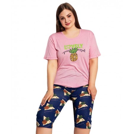 15559 BOYRAZ ΣΕΤ ΓΥΝΑΙΚΕΙΑ ΠΥΤΖΑΜΑ CAPRI LOVELY BIG SIZE ΒΑΜΒΑΚΙ (PINK)