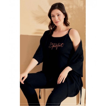 MARILYNMOOD ΣΕΤ ΓΥΝΑΙΚΕΙΑ ΠΥΤΖΑΜΑ ΜΕ ΡΟΜΠΑ NORMAL SIZE ΒΑΜΒΑΚΙ ΜΑΥΡΟ