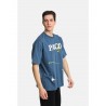 PACO&CO ΑΝΔΡΙΚΗ ΜΠΛΟΥΖΑ ΚΟΝΤΟ ΜΑΝΙΚΙ ΒΑΜΒΑΚΙ PLUS SIZE (BLUE)
