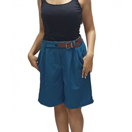 NEW COLLECTION ΓΥΝΑΙΚΕΙΟ ΣΟΡΤΣ ΒΕΡΜΟΥΔΑ ΜΟΝΟΧΡΩΜΗ ΜΕ ΚΟΥΜΠΙ ΚΑΙ ΖΩΝΑΚΙ ΜΠΛΕ ΡΟΥΑ