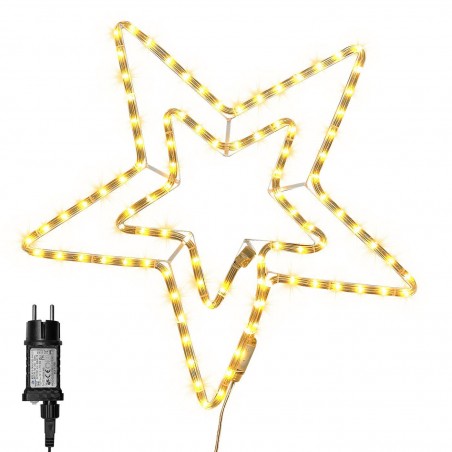93-3503 ΑΣΤΕΡΙ ΔΙΠΛΟ ΦΩΤΟΣΩΛΗΝΑΣ 60 LED 3M ΛΕΥΚΟ ΘΕΡΜΟ ΜΕ ΠΡΟΓΡΑΜΜΑΤΑ IP44 3M ΦΩΤΟΣΩΛΗΝΑΣ (+3M EXTRA ΚΑΛΏΔΙΟ) 56X56CM
