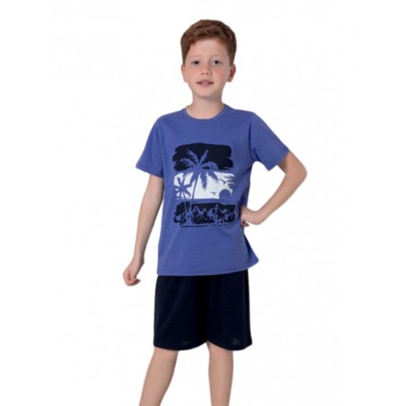 20804 SNC Σετ Παιδική Πyτζάμα Αγόρι Jungle Βαμβάκι Normal Fit Μωβ-Μαύρο