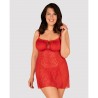 OBSESSIVE SEXY ΓΥΝΑΙΚΕΙΟ ΝΥΧΤΙΚΟ PLUS SIZE BLOSSMINA CHEMISE & THONG ΚΟΚΚΙΝΟ