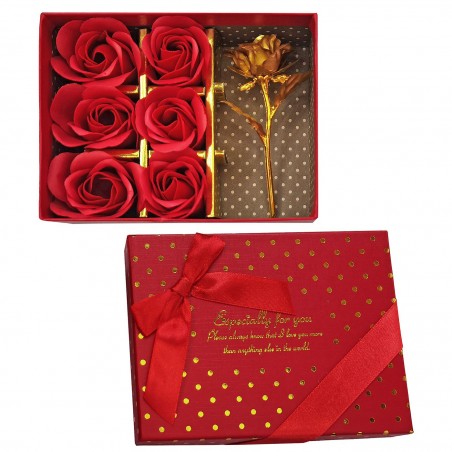 22-3056 Κουτί με 6 Τριαντάφυλλα & 1 Χρυσό 15x11,5x4,5cm