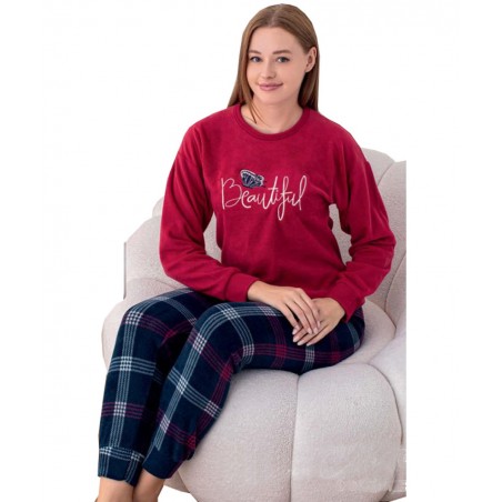 BOYRAZ ΓΥΝΑΙΚΕΙΑ ΠΥΤΖΑΜΑ BEAUTIFUL ΦΛΙΣ NORMAL FIT ΜΠΟΡΝΤΟ