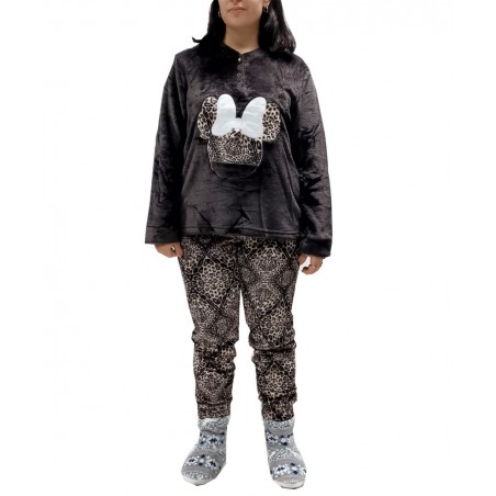 JOIN ΓΥΝΑΙΚΕΙΑ ΠΥΤΖΑΜΑ MINNIE POLYESTER SLIM FIT ΚΑΦΕ