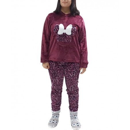 JOIN ΓΥΝΑΙΚΕΙΑ ΒΕΛΟΥΤΕ ΠΥΤΖΑΜΑ MINNIE POLYESTER SLIM FIT ΜΠΟΡΝΤΩ