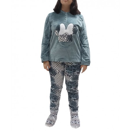 JOIN ΓΥΝΑΙΚΕΙΑ ΒΕΛΟΥΤΕ ΠΥΤΖΑΜΑ MINNIE POLYESTER SLIM FIT ΓΚΡΙ