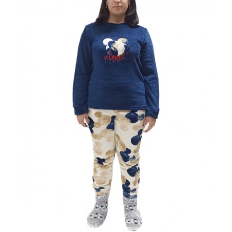 JOIN ΓΥΝΑΙΚΕΙΑ ΒΕΛΟΥΤΕ ΠΥΤΖΑΜΑ MINNIE POLYESTER SLIM FIT ΜΠΛΕ