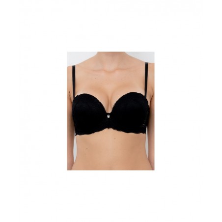 Extra Pizzo-02 LORMAR EXTRA PIZZO ΣΟΥΤΙΕΝ ΜΕ ΜΠΑΝΕΛΑ STRAPLESS SUPER SUPER PUSH UP CUP B ΜΑΥΡΟ