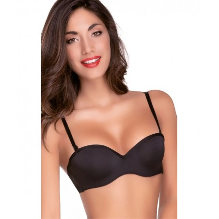 TIZIANA NERO-02 LOVE AND BRA TIZIANA ΣΟΥΤΙΕΝ ΜΕ ΜΠΑΝΕΛΑ CUP B STRAPLESS ΜΑΥΡΟ